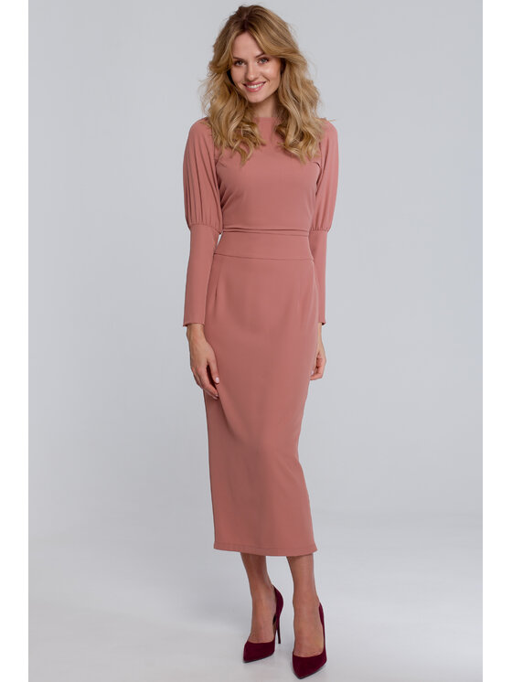 Makover Makover Večerní šaty K079 Růžová Regular Fit