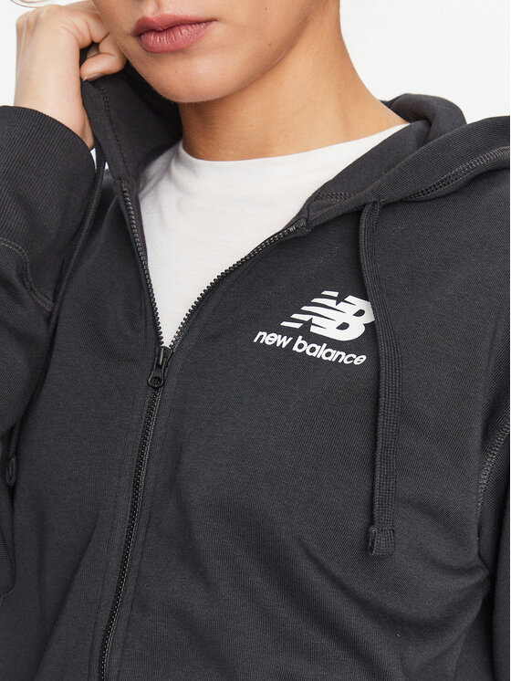 New Balance New Balance Μπλούζα NB Essentials Stacked Logo Full Zip Hoodie WJ31530 Μαύρο Regular Fit
