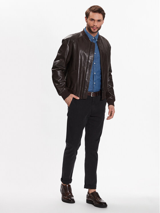 Trussardi Trussardi Lederjacke 52S00865 Braun Regular Fit