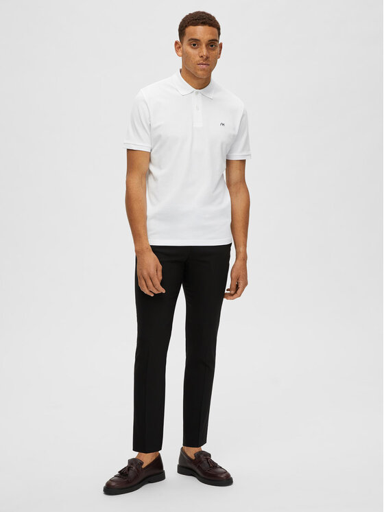 Selected Homme Selected Homme Тениска с яка и копчета 16087839 Бял Regular Fit