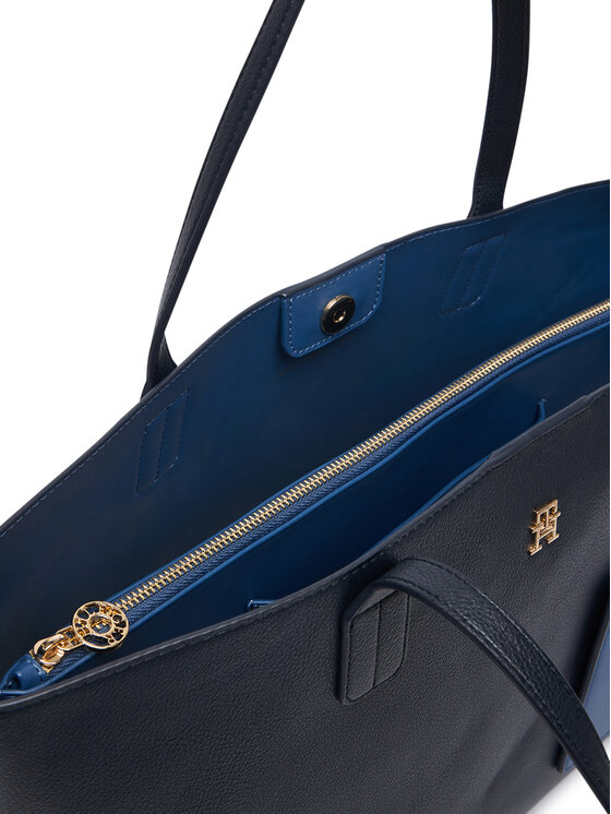 Tommy Hilfiger Tommy Hilfiger Дамска чанта Th Icon Tote AW0AW18724 Тъмносин