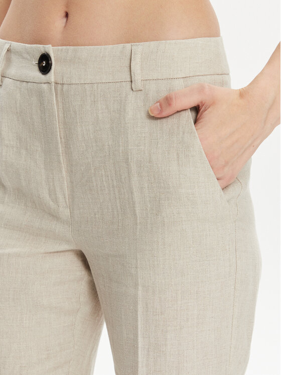 Marella Marella Kalhoty z materiálu Muschio 2413131272 Écru Regular Fit