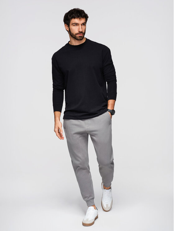 Ombre Ombre Spodnie dresowe OM-PABS-0305 Szary Regular Fit