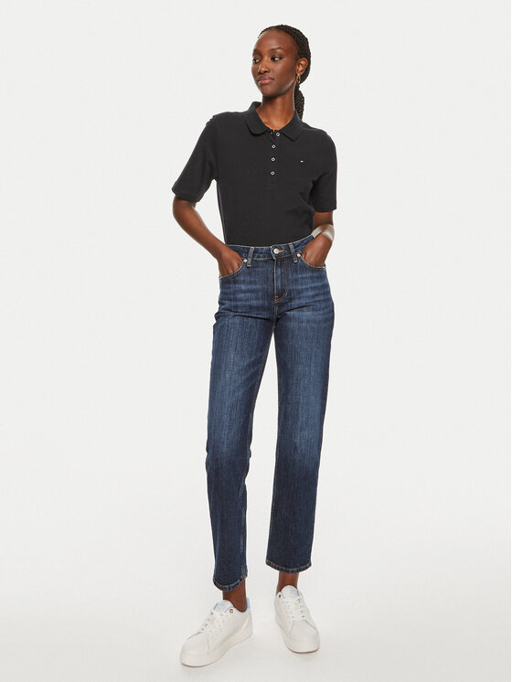 Tommy Hilfiger Tommy Hilfiger Тениска с яка и копчета WW0WW43224 Тъмносин Regular Fit