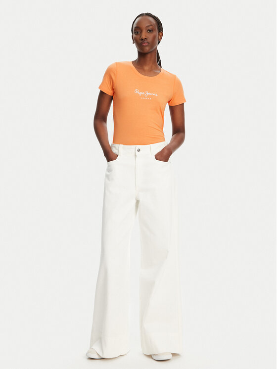 Pepe Jeans Pepe Jeans T-Shirt New Virginia PL505202 Oranžová Slim Fit