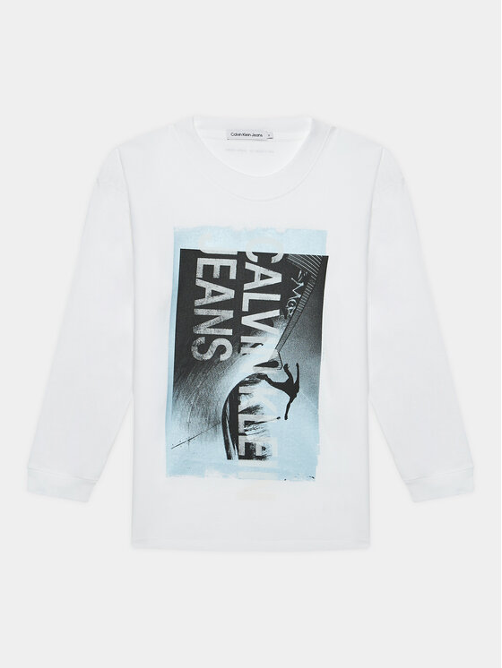 Calvin Klein Jeans Blusa Photograph IB0IB01987 Bianco Loose Fit, taglia : 10Y