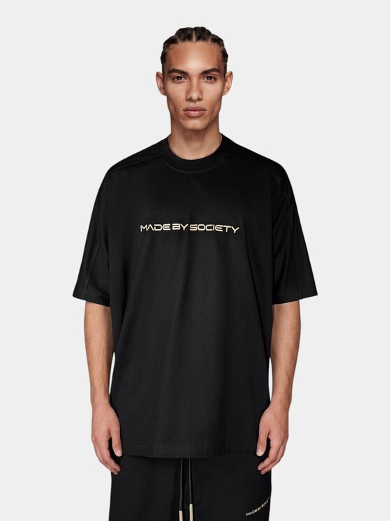 MADE BY SOCIETY MADE BY SOCIETY T-Shirt Tricou MANTLE - T17373 Czarny Basic Fit