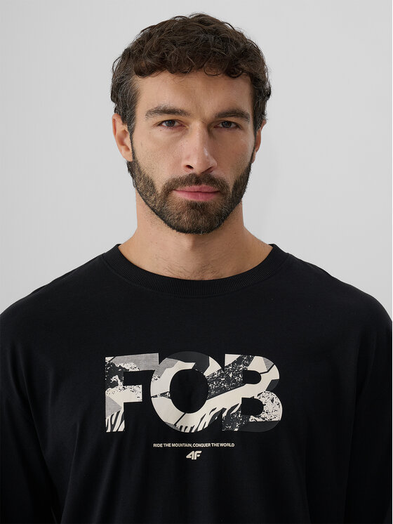 4F 4F T-Shirt FOB Czarny Loose Fit