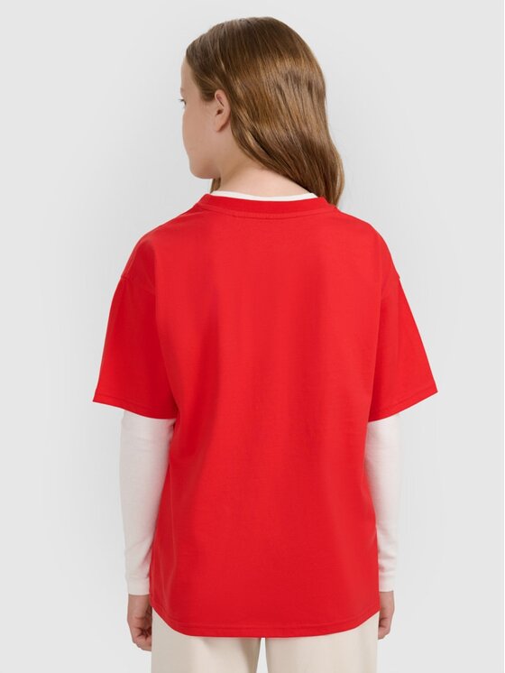 4F 4F T-shirt 4FJRAW25TTSHF3188-62S Rosso Oversize