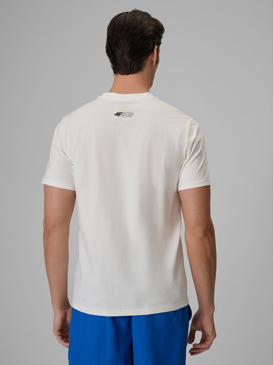 4F 4F T-Shirt CATCH THE WAVE Biały Regular Fit