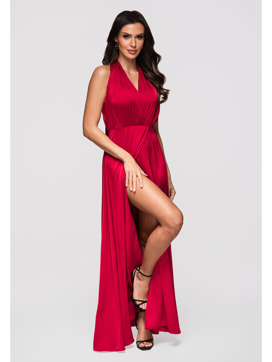 Ombre Ombre Sukienka wieczorowa LA-OM-DLR359 Czerwony Regular Fit