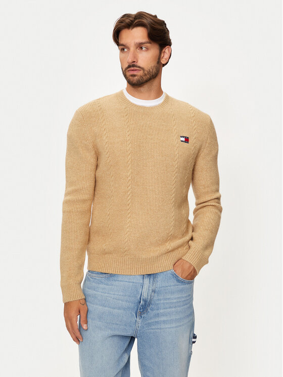 Tommy Jeans Sveter DM0DM19440 Béžová Regular Fit