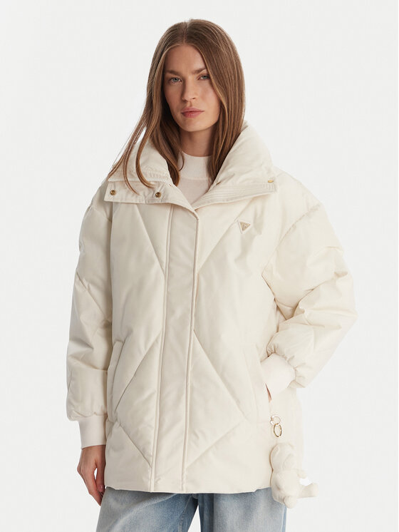 Guess Guess Geacă de iarnă V5BL13 WHHZ2 Écru Regular Fit