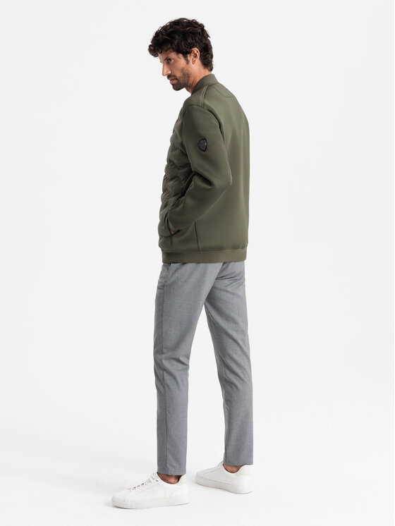 Ombre Ombre Kurtka bomber OM-JALP-0141 Khaki Regular Fit
