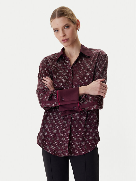 Guess Guess Košile W4YH47 WF1T2 Bordó Regular Fit