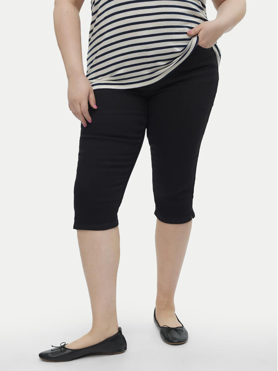 Vero Moda Curve Vero Moda Curve Pantaloni capri Cjune 10303171 Negru Slim Fit