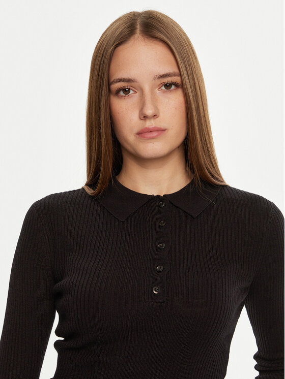 Brave Soul Brave Soul Sweater LK-248POLOBLK Fekete Slim Fit