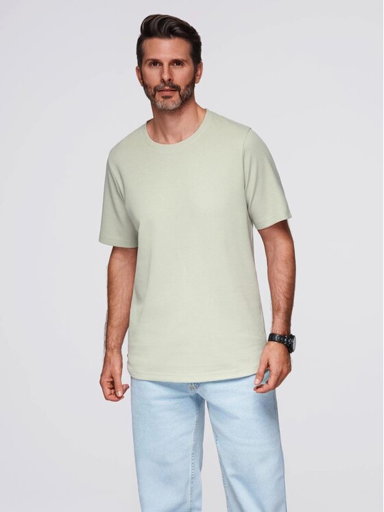 Ombre Ombre T-Shirt OM-TSCT-0197 Zielony Regular Fit
