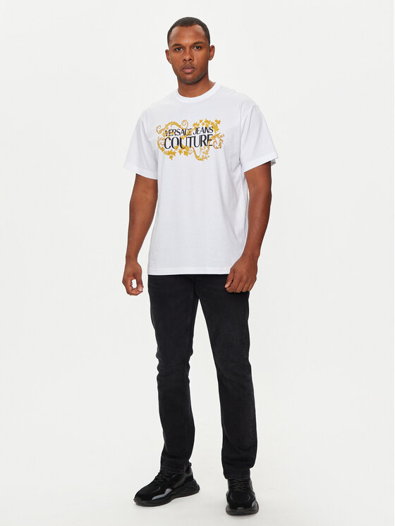 Versace Jeans Couture Versace Jeans Couture T-krekls 77GAHE05 CJ00E Balts Regular Fit