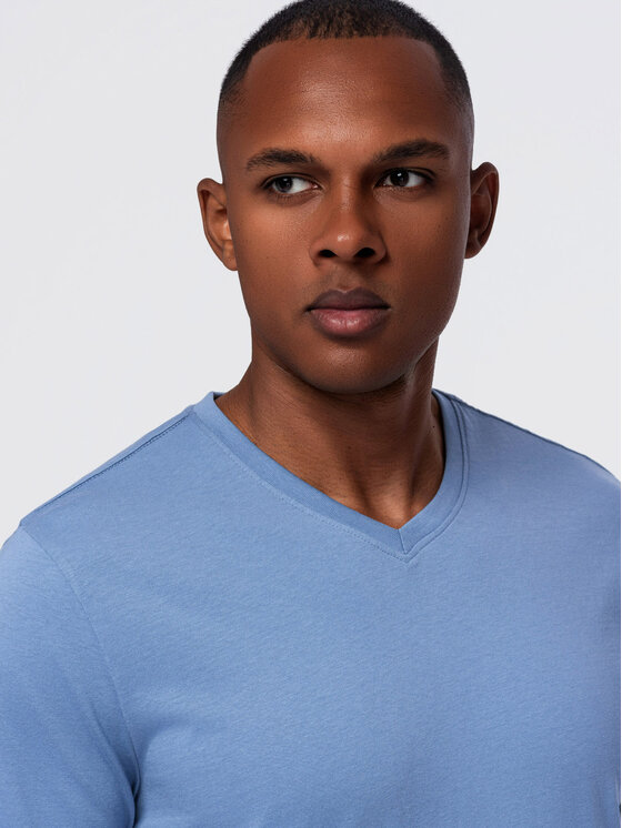 Ombre Ombre S dlouhým rukávem OM-LSBL-0143 Světle modrá Regular Fit