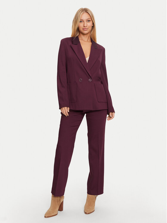 Guess Guess Hlače iz tkanine Zoe W4BB16 WGIH2 Bordo rdeča Regular Fit