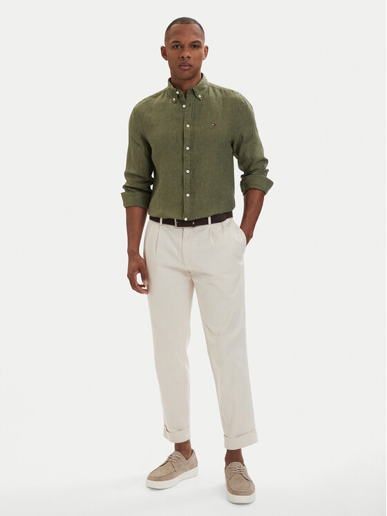 Tommy Hilfiger Tommy Hilfiger Риза MW0MW41530 Тъмнозелен Regular Fit