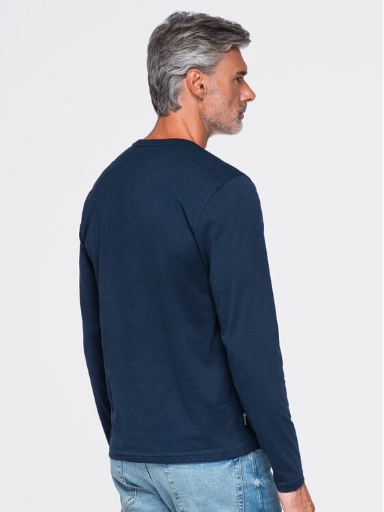 Ombre Ombre S dlouhým rukávem OM-LSBL-0142 Tmavomodrá Regular Fit