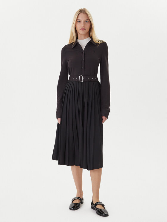 Tommy Hilfiger Tommy Hilfiger Hemdkleid WW0WW48398 Schwarz Regular Fit