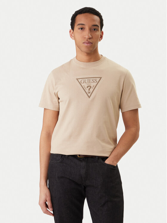 Guess Guess T-Shirt M6RI23 K8FQ4 Μπεζ Regular Fit