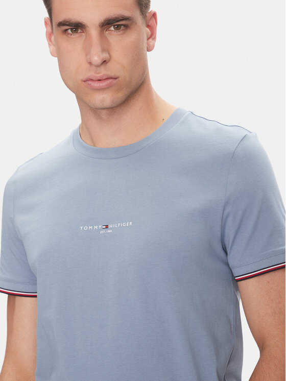 Tommy Hilfiger Tommy Hilfiger T-Shirt Logo MW0MW32584 Błękitny Regular Fit
