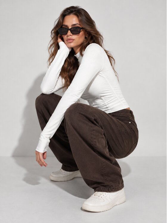 LilaLou LilaLou Jeansy Denver Brązowy Regular Fit