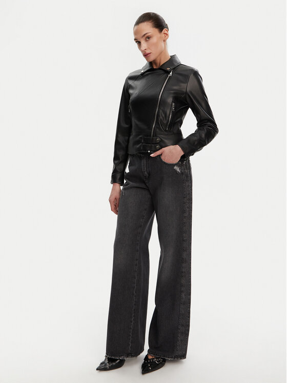 Rinascimento Rinascimento Bunda z imitácie kože CFC0119619003 Čierna Regular Fit