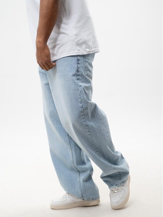Jigga Wear Jigga Wear Jeansy Spodnie Jeansowe Super Baggy Męskie Sprane Jasne Niebieskie Jigga Wear Crown M Niebieski Baggy Fit