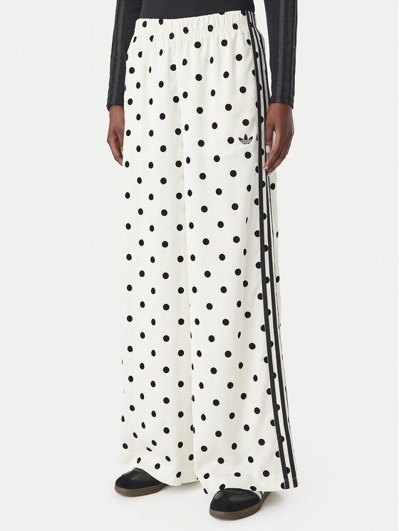 adidas adidas Spodnie dresowe Satin Polka Dots Wide Leg Pant KV1168 Kremowy Relaxed Fit