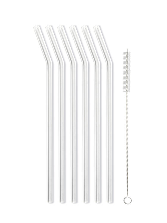 Vialli Design Vialli Design Słomki SŁOMKI SZKLANE 6-SZT. ZAKRZYW.TRANSP. 23CM 6629 Przezroczysty