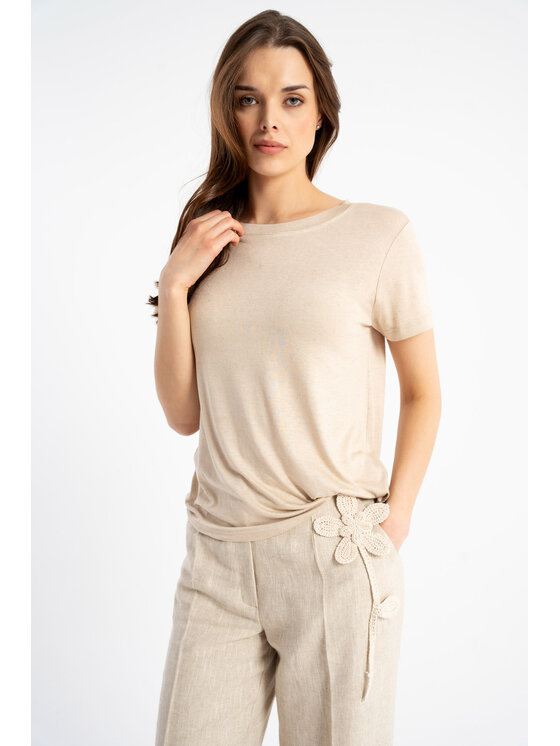 CLICK CLICK Μπλουζάκι 10-6891 Μπεζ Comfortable Fit