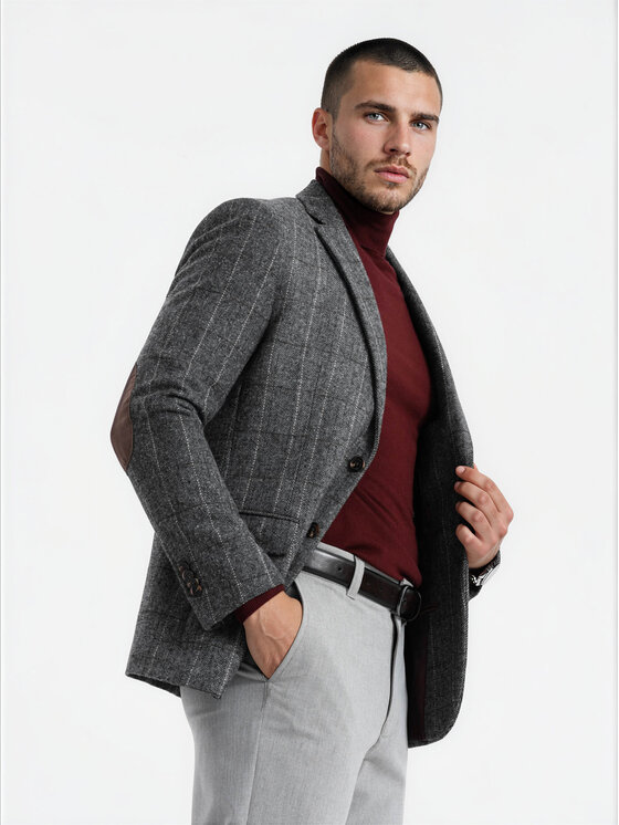 Ombre Ombre Marynarka M166 Szary Regular Fit