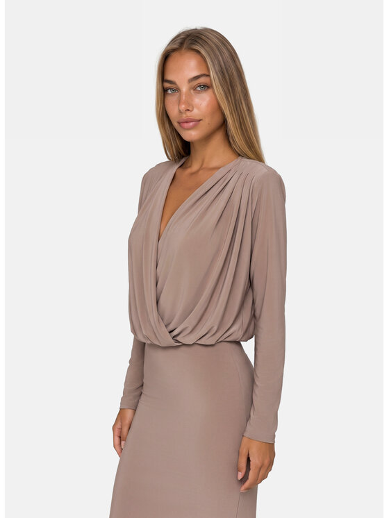 Agatha Studio Agatha Studio Komplet top i spódnica A26LS-KS-K09 Brązowy Slim Fit