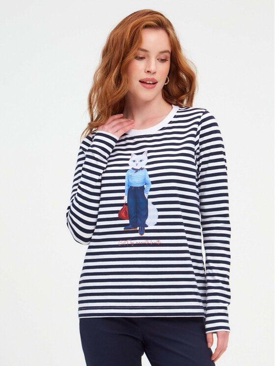 CAT by maniita lacitta CAT by maniita lacitta Longsleeve Printed Longsleeve Niebieski Regular Fit
