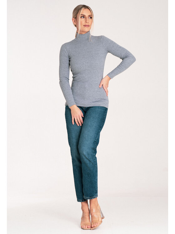 FIGL FIGL Bluzka M1058 Szary Fitted Fit