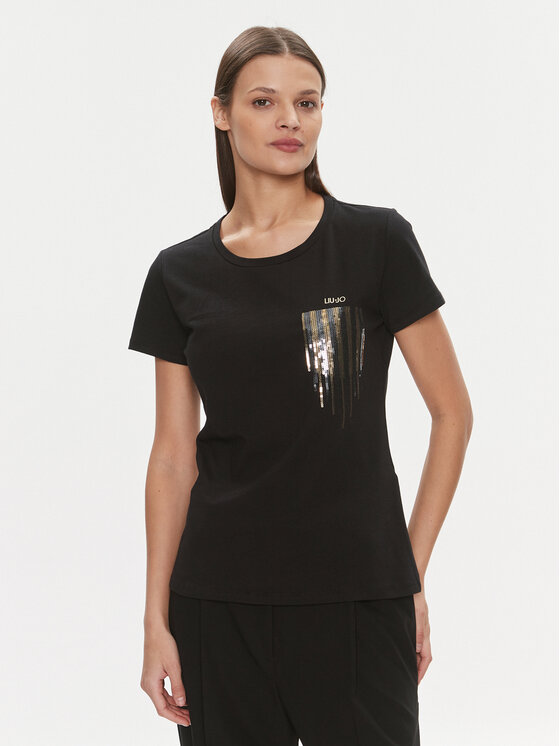 Liu Jo Sport Tričko TA4136 JS003 Čierna Regular Fit