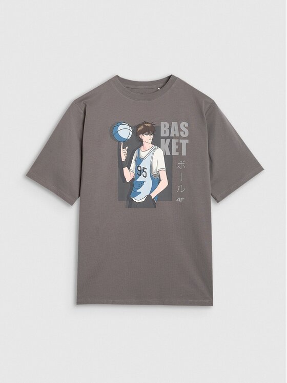 4F 4F T-Shirt 4FJRAW25TTSHM3062-24S Szary Oversize
