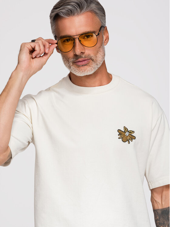 Ombre Ombre T-Shirt OM-TSCT-0275 Biały Loose Fit