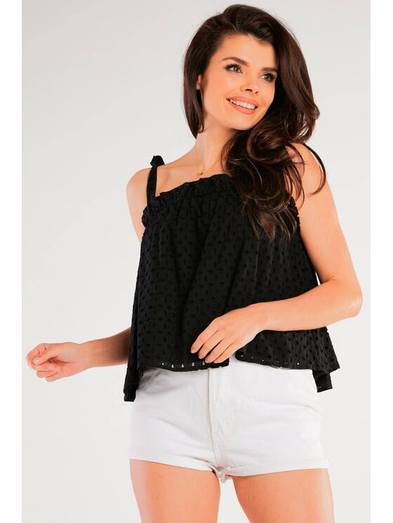 Awama Awama Bluzka A436 Czarny Basic Fit