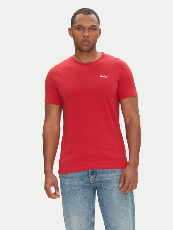 Pepe Jeans T-shirt Original Basic PM508212 Rosso Slim Fit, taglia : XXL