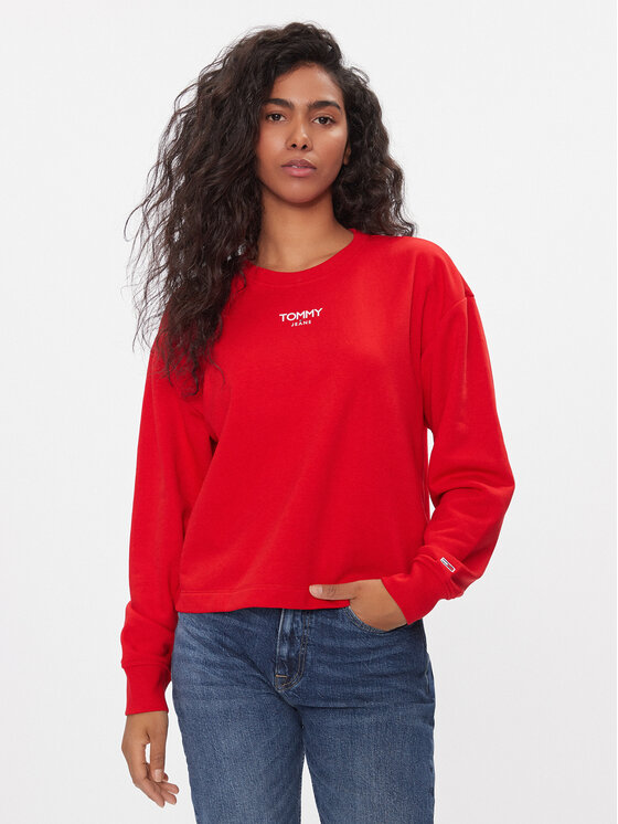 Tommy Jeans Jopa Ess Logo DW0DW16393 Rdeča Cropped Fit