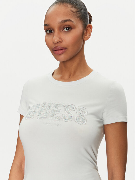 Guess Guess Tricou W5GI04 J1314 Albastru celest Slim Fit