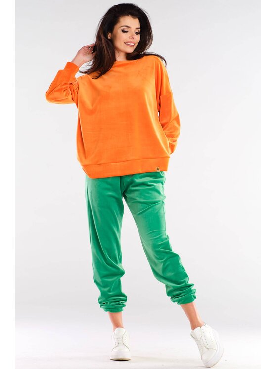 Awama Awama Spodnie damskie A411 Zielony Basic Fit