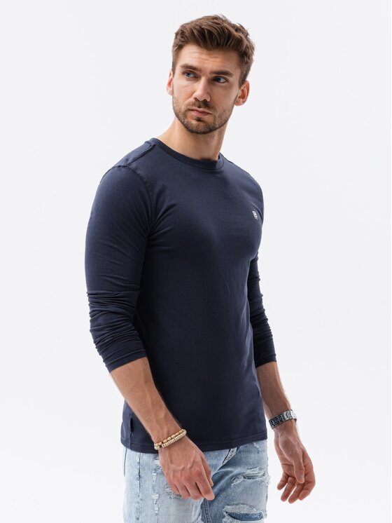 Ombre Ombre S dlouhým rukávem OM-LSCL-0102 Tmavomodrá Regular Fit