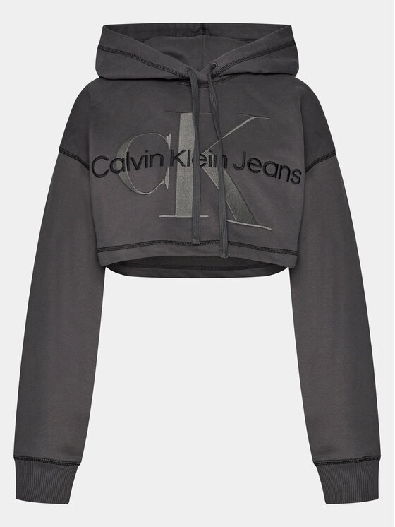 Calvin Klein Jeans Calvin Klein Jeans Bluza Hero Monologo Short Hoodie J20J222540 Szary Regular Fit